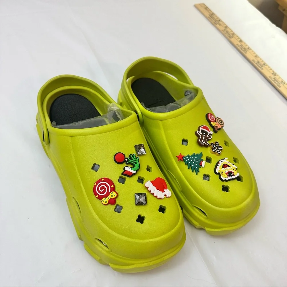 One of a‎ Kind Fashion Bright Green Christmas Platform Clogs (similar to Crocks)